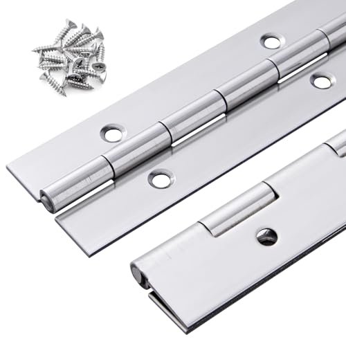 2 Pack Heavy Duty Piano Hinge 12 Inch x 1.5 Inch, 0.060'' Thick Stainless Steel Piano Hinge with Holes, 12'' Continuous Hinges for Cabinet Doors DIY Wood Boxes Furniture, 1.5'' Open Width by GRRONZEE - Used condition - US$17.09