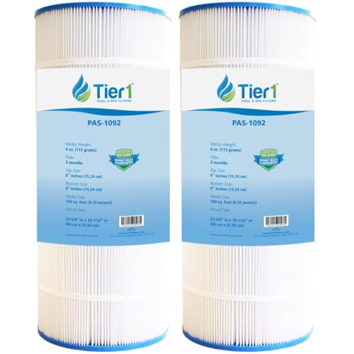 Tier1 Pool & Spa Filter Cartridge 2-pk | Replacement for Pentair R173215, Clean & Clear 100, Pleatco PAP100-4, Unicel C-9410, FC-0686 and More | 100 sq ft Pleated Fabric Filter Media