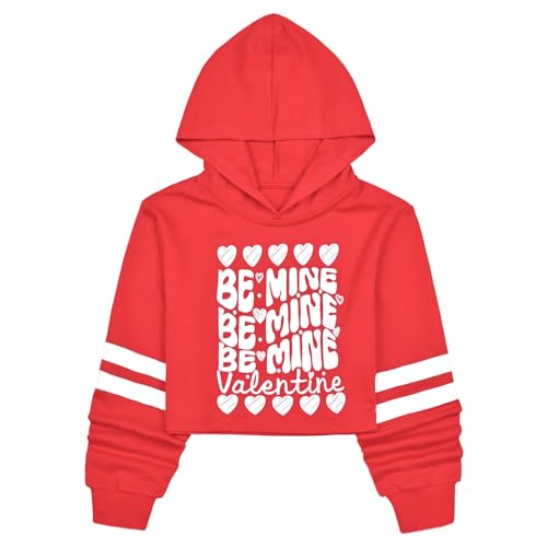 Girls Hoodies Red Sweatshirt Size 12 13 Crop Tops Red Fashion Pullover Cropped