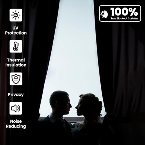 Image of LINENWALAS 100% True Blackout Curtains 6.5 Feet Long - 1 Panel Curtain, Herringbone Embossed Design Complete Light Block, Thermal Insulated & Noise Reducing Room Darkening Curtains (Golden Beige)