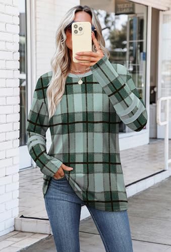 Image of Sampeel Long Sleeve Shirts for Women Color Block Casual Tops Fall Outfits 2026 Basic Tees Trendy Spring Clothes