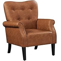 Yaheetech Ohrensessel modern Holzbeine Sessel Polstersessel Fernsehsessel mit Armlehnen Einzelsofa Sitzkomfort Retro-braun