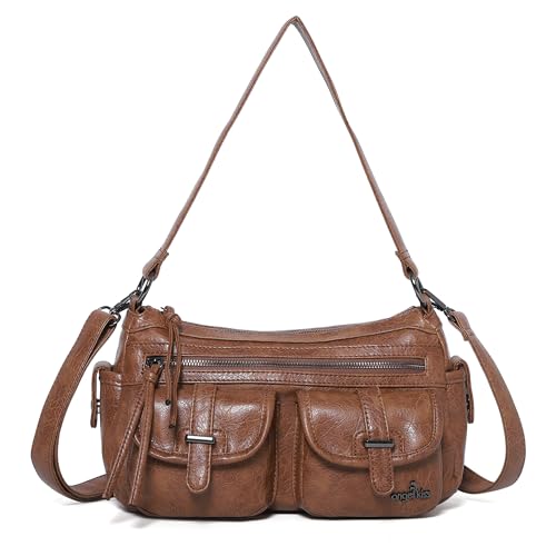 Image of Angel Kiss Hobo Purses for Women Crossbody Shoulder Bag Ladies Multi Pocket Handbags with Adjustable Shoulder Strap | Soft Vegan Leather