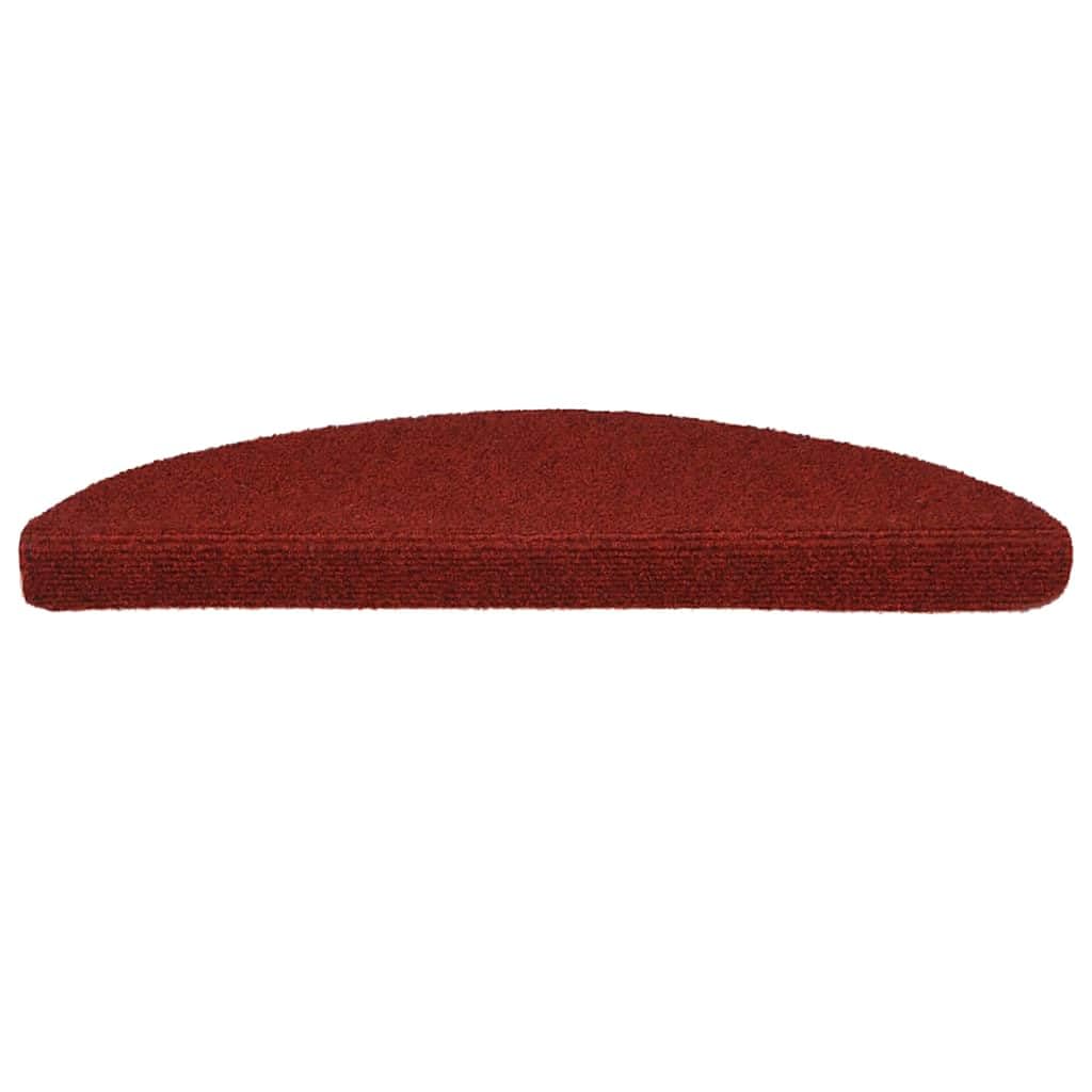 vidaXL Tappetini per Scale autoadesivi 15 pz 56x17x3 cm Bordeaux Rosso Semicircolari
