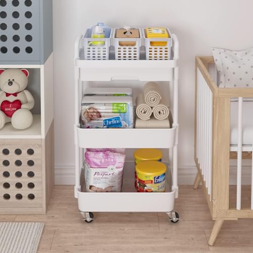 Wuciray 3/4 Niveles Carrito Auxiliar con Ruedas Carro Almacenaje con Ruedas e Cajones Verdulero Auxiliar Carrito Organizador para Cocina Baño - imagen 6