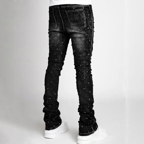 Men's Slim Fit Skinny Stacked Rhinestone Jeans Stretch Fit Stylish Streetwear Causal Y2K Denim Pants2