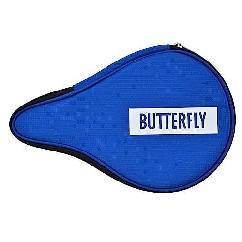 Butterfly Logo Case - Funda Ovalada para Raqueta de Ping Pong (Azul Real, Funda Individual)