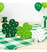 St Patricks Day Decorations 3 PCS, Wooden Green Shamrock Decoration for Home Table, Irish Lucky C...