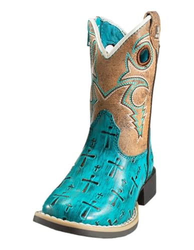 Twister Western Boots Girls Eden Crosses Square Toe Turq 443009533