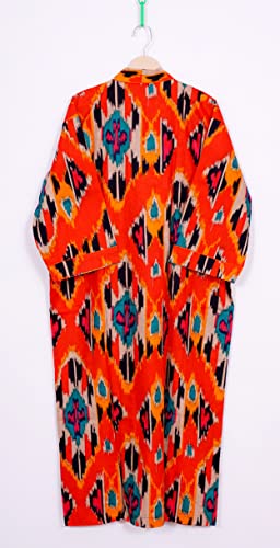 Image of Pure 100% Cotton Robe For Womens Bathrobe Dressing Gown Long sleepwear Free Size Kimono