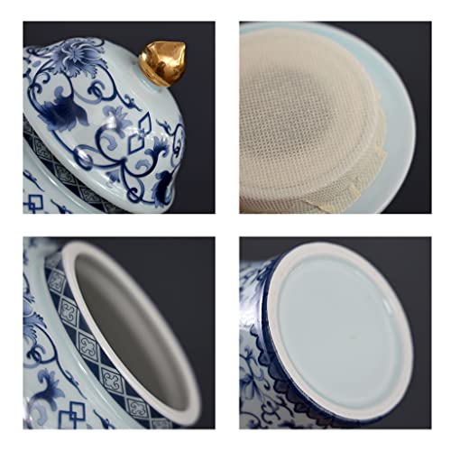 Artline Jingdezhen Ceramic Ginger Jar With Lid, Chinese Style Temple Jar, Blue And White Decorative Vase For Home Decor, Ceramic Storage Jar For Home Kitchen Dining Decoration #TOP5