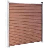 Emmtore Gartenzaun WPC Sichtschutzzaun Windschutzzaun Lamellenzaun Windschutz Sichtschutz Zaun Element Terrasse Garten 180×186 cm Braun