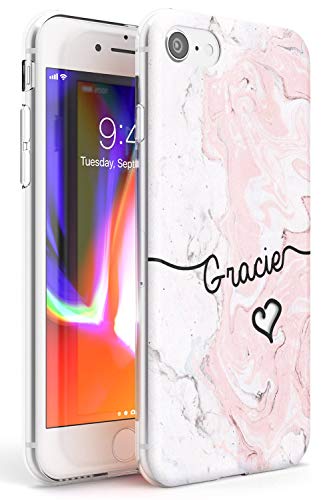 Case Warehouse iPhone 7 Plus / 8 Plus Nombre Personalizado Mármol Rosa De Encargo Funda de Teléfono de Goma Cover Escritura Oro Rosa Iniciales...