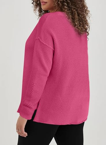 Image of Eytino Womens Plus Size Sweaters Casual Long Sleeve Loose V Neck Button Henley Tops Pullover Knit Jumpers,(1X-5X)