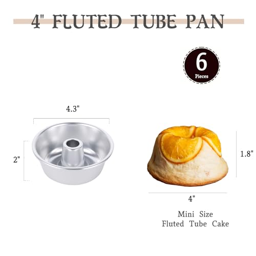 Marimer FB30523-6 For Bake Non-Stick 4 Inch Angel Food Pan Set - 6-Pack Aluminum Chiffon Cake Tube Pans thumb #1