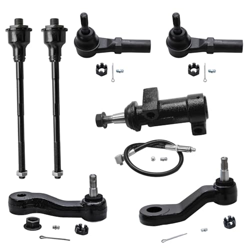 Detroit Axle - Front 7pc Suspension Kit for Chevrolet Silverado Sierra GMC Avalanche Suburban Yukon XL 1500 2500 3500 HD, 4 Tie Rods 1 Idler Arm 1 Pitman Arm 1 Idler Bracket Pivot Replacement