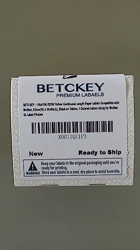 Betckey - Continuous Length Labels Replacement For Brother Dk-2205 (2.4 In X 100 Ft), Compatible With Brother Ql Label Printers [1 Rolls/Continuous Labels, Yellow] #TOP7