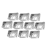 Beaupretty 10 piezas Bandejas para Barbacoa Desechables Recipientes de Multiusos para Horno y Parrilla Aptas para Freidora de Aire y Catering Color Plata