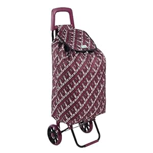 Rainberg 50Ltr Lightweight 2 Wheels Shopping Trolley, Hard Wearing & Foldaway Trendy Folding, Collapsible Push/Pull Carts for Easy Storage (Purple & White)