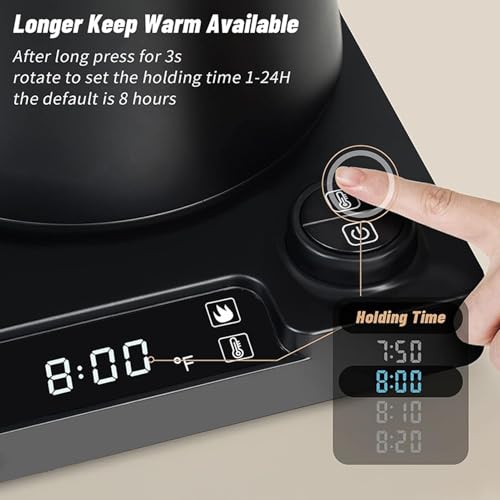 Hervidor eléctrico Cryfokt 1000ml acero inoxidable pantalla LCD miniatura 5