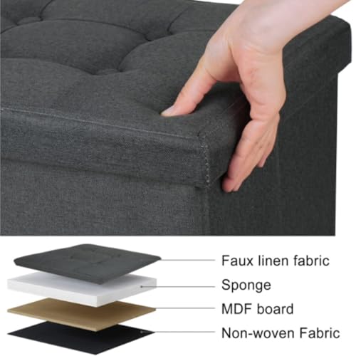 Tabouret pour entrée pliable gain de place avec coffre de rangement intégré - 5