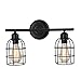 2-Light Black Vanity Light,Create for Life Rustic Farmhouse Bathroom Lighting Metal Cage Wall Sconce for Bathroom Dressing Table Mirror Cabinets Vanity Table