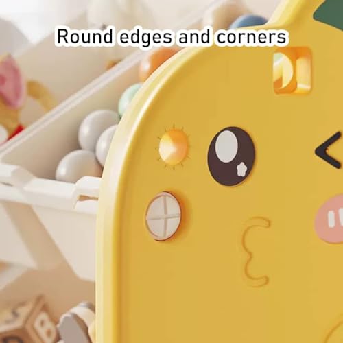 Image of oddpod Dino Kids Toy Organizer Storage Racks with Bins, Cute Cartoon Montessori Plastic Bookshelf for Children & Bedroom Shelf for Baby Hardline Toys, Books, Clothes & Games - Pink (8+2 Bins)
