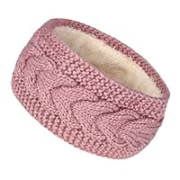 Yurosiay Fascia invernale da donna colorata lavorata a maglia addensante in pile, morbida fascia elastica per la testa larga da donna, calda a maglia, per donne e ragazze, beige