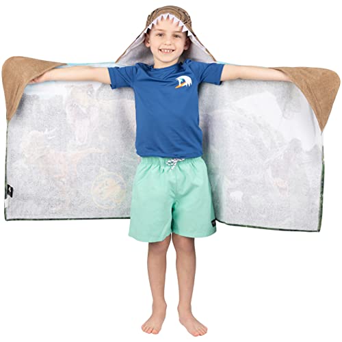 Image of Jurassic World Dominion Soft Bath /Pool /Beach Cotton Terry Hooded Towel Wrap, 24 Inches x 50 Inches, By Franco Kids