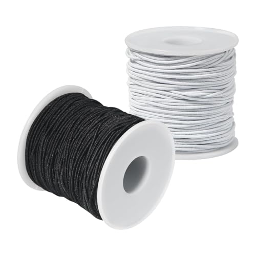 Image of HASTHIP 2 Rolls Elastic Thread for Bracelet, Bracelet String Elastic, Breading Cord Elastic for Bracelets Making, 131ft 1mm Black & White Elastic String for Bracelets, Jewelry Making, DIY Crafts