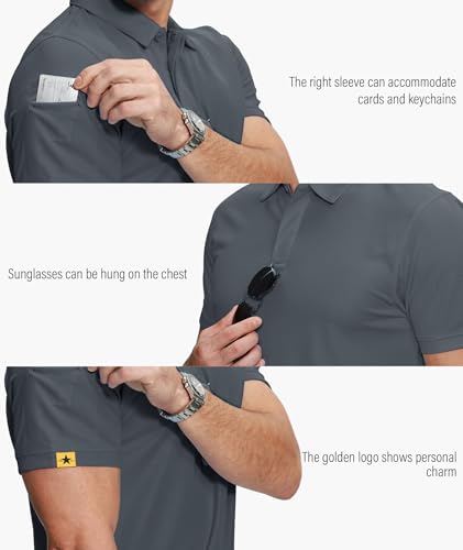 Image of ZITY 5 Pack Mens Polo Shirt Short Sleeve Sports Golf Tennis T-Shirt Moisture-Wicking Summer Shirts