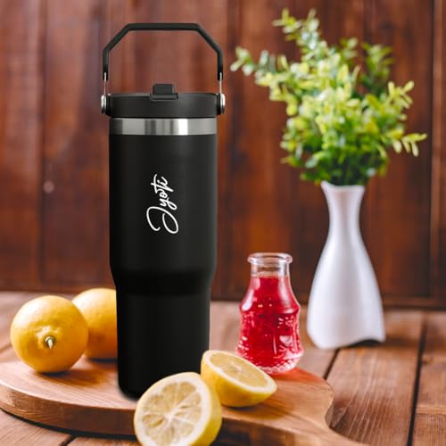Image of Giftana Personalized Coffee Tumbler with Name, Customized Travel Mug with Lid, Coffee Mug for Men and Women, Birthday Gifts, Valentine's Day Gift, Corporate Gifts for Employee (Black 900ml)