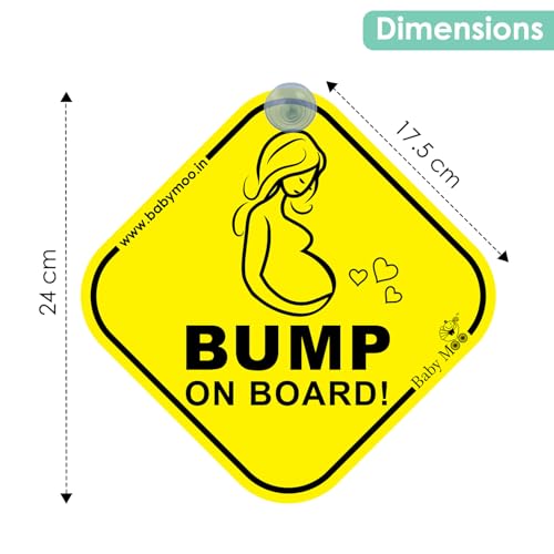 BabyMoo Mama On Board Pregnancy Safety Sign for Car with Vacuum Suction Cup Clip Yellow -Weatherproof Car Decal-Adorable Design for Maximum Attention-Enhance Road Visibility-Easy to Apply and Residue - Image 2