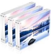 ADColor 5x7 Clear Acrylic Picture Frames-20% Thicker Block, Tabletop Magnetic Photo Frame,Transpa...