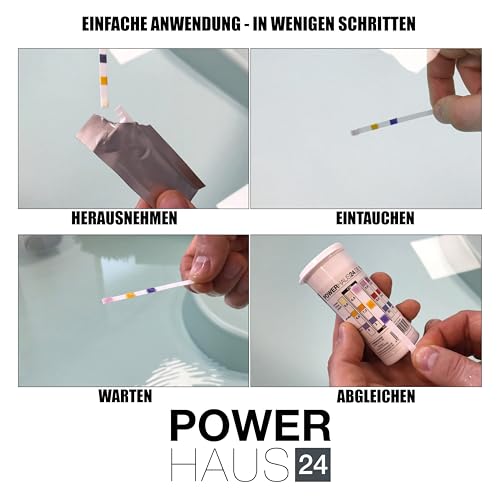 Foto von POWERHAUS24 3 in 1 Teststreifen Chlor, pH & Algenschutz, 50 Stück