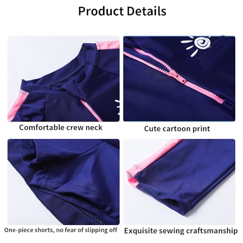 Maillot de bain une pièce pour filles anti irritation manches courtes - 5