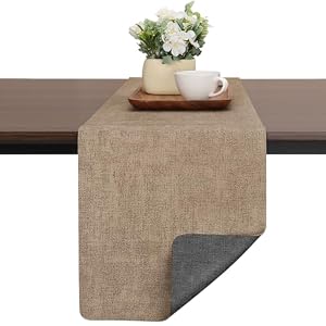 Table Runner for Dining Table, Two-Color Washable Faux Leather Table Runners for Farmhouse Decor Coffee Outdoor Birthday Weddings Party Home Table Decorations(Gray Beige, 30 x 183 cm)