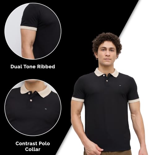 Image of Nostrum Mary Half Sleeve Polo T-Shirt with Two-Tone Collar, Stylish T Shirt for Men, Polo Tshirts for Men, Cotton T Shirt for Man, Casual Tshirt for Mens Boys