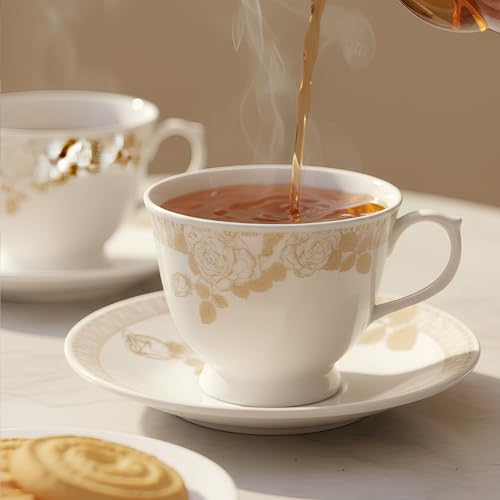 Image of U.P.C. Toughened Glass Cup with Saucer Set of 12 Pcs (S-Cup White11)