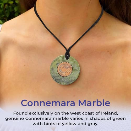 SAGEFINDS Connemara Marble Irish Penny Necklace, Lucky Penny from Ireland, Pendant for Women, 18” Cord3