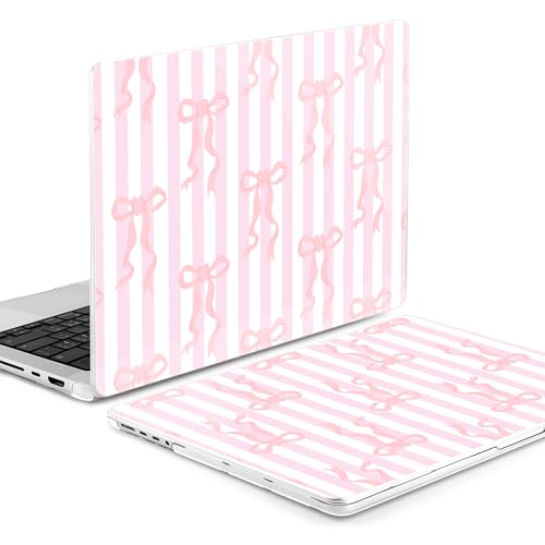 Image of MEEgoodo Case for M5 MacBook Pro 16 inch Case 2026 2024 2023 2021 with M5 M4 M3 M2 M1 Pro /Max Chip, Fit Model A3429 /A3428 /A3403 /A3186 /A2991 /A2780 /A2485, Pink Bows&Stripes