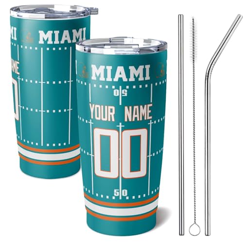 Image of ANTKING Miami Tumbler 20 oz Travel Coffee Cup for Men Women Boy Custom Name Number Gifts