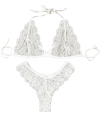Image of Xs and Os Women Cross Style Lace Bra Panty Lingerie Set