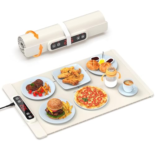 Graphene Warming Mat for Food, 5-Temp Electric Tray with Child Lock & Auto Shut-Off