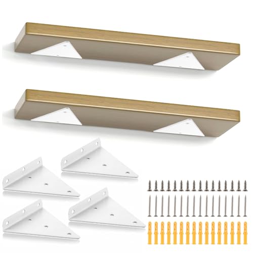 SENENQU 4PCS - 23CM Soportes Para Estanterías Invisible Blanco- 3MM de Grosor Soporte Baldas Pared - Soporte Ocultos Escuadras Para Estanterias Para Baño,Estar