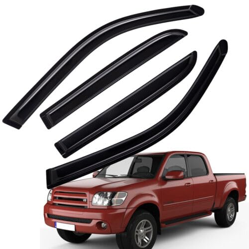 Lifeinfinity Original 4pcs Rain Guards Set, Outside Mount Window Deflectors, Side Window Visors Compatible with 2004-2006 Toyota Tundra Double/Crew Cab with 4 Full Size Doors Only|94710|