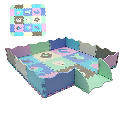 Preisvergleich Produktbild GEDEIHEN Puzzlespielmatte, Puzzle Teppich Matte mit Weichem Ungiftigem Eva Schaum, Krabbelmatte Baby für 360 Umgeben Schützen Kinder, rutschfest, Antikollisions, Wasserdicht, 23 Stück