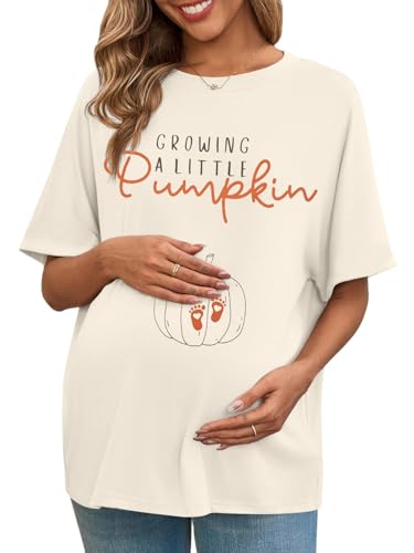 Women's Maternity Shirt Thanksgiving Growing a Little Pumpkin T Shirt Fall Pumpkins...