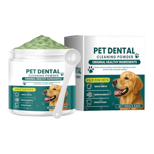 Mixnexorad Polvo para Dientes de Perros - 100g Eliminador de mal aliento y duradero | Polvo para el Cuidado Canino | para Mascotas Cachorro Frescura Bucal Higiene Cepillado Interior Exterior Viaje