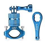 HSU Aluminum Bike Bicycle Handlebar Mount for Gopro Hero 13/12/11/10/9/8/7/6/5/4 Session SJCAM AKASO Campark and Other Action Cameras, 360 Degrees Rotary Mountain Bike Rack Mount (Blue)